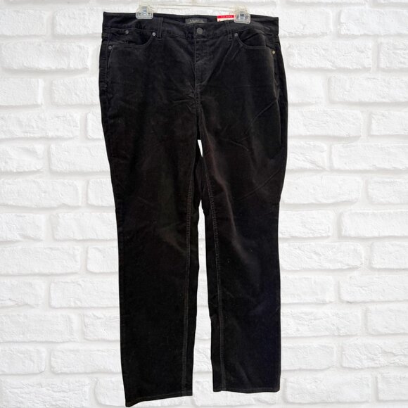NWT Talbots Women Black Corduroy Pants Sz 14W Slimming Straight Leg - Picture 1 of 7